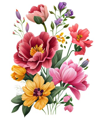 Sticker decorativ, Flori, Multicolor, 83 cm, 1216STK-8 foto