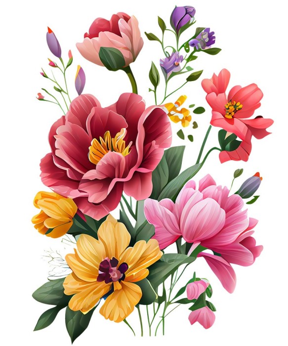 Sticker decorativ, Flori, Multicolor, 83 cm, 1216STK-8