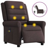 vidaXL Fotoliu electric de masaj rabatabil, maro &icirc;nchis, textil