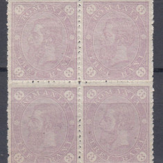 ROMANIA1890/91 LP 47c REGELE CAROL I CIFRA IN 4 COLTURI FARA FILIGRAN BLOC 4 MNH