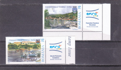 2007 LP 1790 a VAPOARE SI PORTURI DUNARENE ROMANIA-SERBIA SERIE CU VINIETE MNH foto