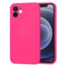 Husa spate iPhone 12 SoftFlex, fucsia, slim, catifelata, protectie completa , Techsuit