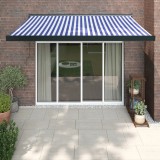 VidaXL Copertină retractabilă albastru/alb, 3,5x2,5 m, textil/aluminiu