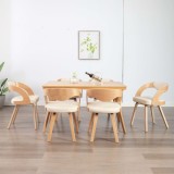 vidaXL Scaune sufragerie 6 buc. lemn curbat crem și piele artificială