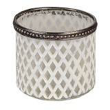 Cumpara ieftin Candela sticla alba argintie 8x7 cm