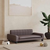 VidaXL Pat de c&acirc;ini, maro, 90x53x30 cm, piele ecologică