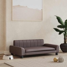 vidaXL Pat de c&acirc;ini, maro, 90x53x30 cm, piele ecologică