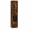 Dulap inalt, stejar fumuriu, 34,5x34x180 cm, lemn prelucrat