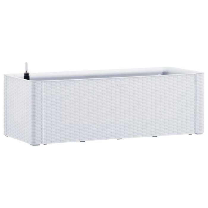 Strat inaltat gradina cu sistem auto-udare, alb, 100x43x33 cm