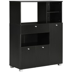 HOMCOM Bufet de Bucătărie pentru Cuptor cu Microunde, Mobilier cu Dulapuri, Rafturi și Sertar, 90x40x120 cm, Negru | Aosom Romania