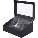 Cumpara ieftin Cutie intors ceasuri iUni, Watch Winder 4 + 6 spatii depozitare, Piele ecologica, Black