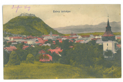 5240 - DEVA, Panorama, Romania - old postcard - used foto