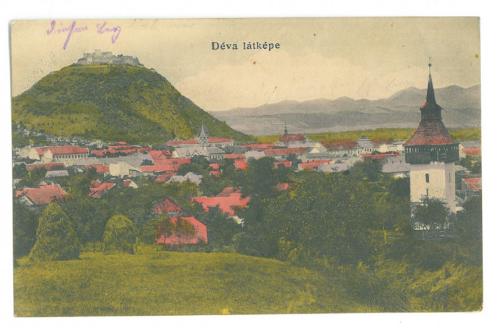 5240 - DEVA, Panorama, Romania - old postcard - used
