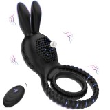 Inel penis Vibrating Bunny Black