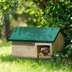 PawHut casuta pentru arici pentru exterior din lemn de brad, 47x34.2x27cm, culoare lemn si verde foto