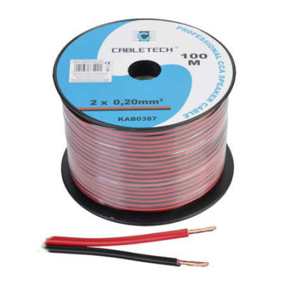 Cablu difuzor CCA 2x0.20mm rosu/negru 1m la rola Cabletech KAB0387 foto