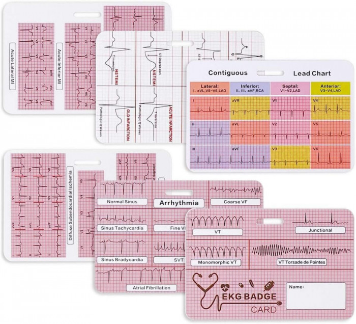 Lol EKG Card Badge, Cardiac Badge Buddy ECG Rate Cards, Telemetrie Card cu EKG R