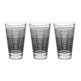 Set 3 pahare din sticla, 330 ml, Transparent cu linii, 7x13.5 cm, ATU-081454, Oem