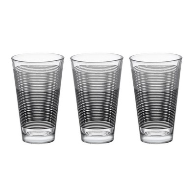 Set 3 pahare din sticla, 330 ml, Transparent cu linii, 7x13.5 cm, ATU-081454 foto