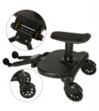 Adaptor de carucior pentru al doilea copil, platforma cu scaun , 2 roti, capacitate 25 kg, universal, negru