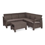 Cumpara ieftin Set de mobilier de grădină Corfu Relax, maro, cu perne taupe calde