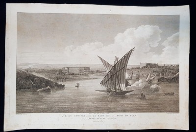 VUE DE L&amp;#039;ENTREE DE LA RADE ET DU PORT DE POLA , PULA , CROATIE , CROATIA - GRAVURA ORIGINALA, 1802 foto