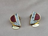 CERCEI CLIPS VINTAGE DIN METAL AURIU, IMITATIE PIATRA NATURALA SI CRISTALE