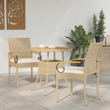 vidaXL Scaune de grădină cu pernă 2 pcs Bej și alb crem 42025882