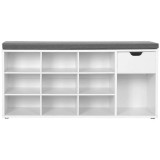 Cumpara ieftin Banca depozitare incaltaminte, pantofar pentru hol, Vasagle, pal, 10 rafturi, 1 sertar, alb, 104x30x48 cm