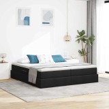 Cumpara ieftin Pat cu saltea si spatiu de depozitare Negru 180 x 200 cm