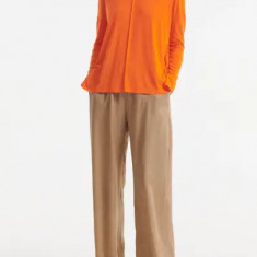 Bluza cu maneca lunga si guler, portocaliu, dama, Reserved