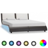 vidaXL Cadru de pat cu LED fără saltea gri și alb 120x190 cm 280475