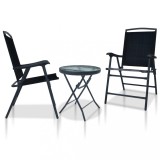vidaXL Set mobilier bistro, 3 piese, negru, oțel