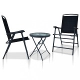 Set mobilier bistro, 3 piese, negru, otel GartenMobel Dekor, vidaXL