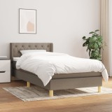 Gossi pat box spring cu saltea, gri taupe, 80x200 cm, textil