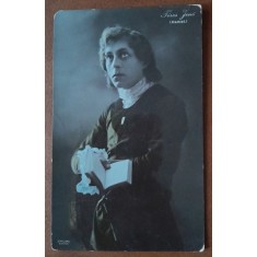 Fotografie tip carte postala, circulata, actorul Torzs Jeno in Hamlet, 1929