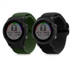 Set 2 curele pentru Garmin Forerunner 935/Forerunner 945/Forerunner 745, Kwmobile, Negru/Verde, Nylon, 59527.01