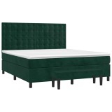 Cumpara ieftin Pat box spring cu saltea, verde inchis, 160x200 cm, catifea