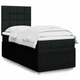 Gossi pat box spring cu saltea, negru, 100x200 cm, textil