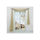 Valanță decorativă pentru cortine din plasă, culoare solidă, nisip, lățime 140 cm, lungime 400 cm