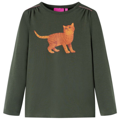 Tricou cu m&amp;acirc;neci lungi pentru copii, kaki, 128 foto
