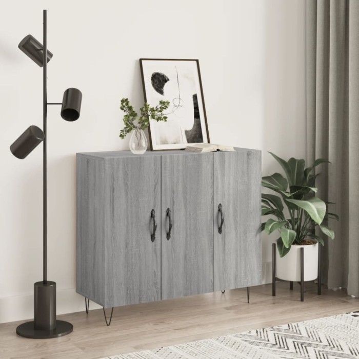 vidaXL Servantă, gri sonoma, 90x34x80 cm, lemn compozit