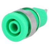 Soclu Banană Verde 4mm 32A Nichelat cu Izolație Panou