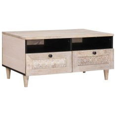 vidaXL Masă de cafea cu sertar Alb 80 x 54 x 40 cm Lemn masiv de mango 4018129