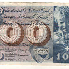 SV * Elvetia 100 FRANCI / FRANKEN / FRANCS / FRANCHI 1961 - 1965
