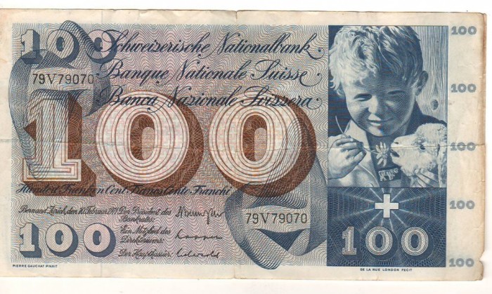 SV * Elvetia 100 FRANCI / FRANKEN / FRANCS / FRANCHI 1961 - 1965