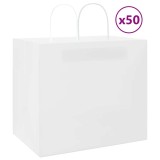 Cumpara ieftin Pungi de h&acirc;rtie 50 buc cu m&acirc;nere albe 32x22x28 cm