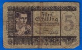 Bancnota Austria 5 Schilling 1945, Editia 1951, Rara