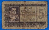 (1) BANCNOTA AUSTRIA - 5 SCHILLING 1945, EDITIA 1951, MAI RARA