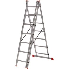 Scara aluminiu, Metalkas, 3 tronsoane, 7 trepte, max 150 kg, 1.9-3.47 m